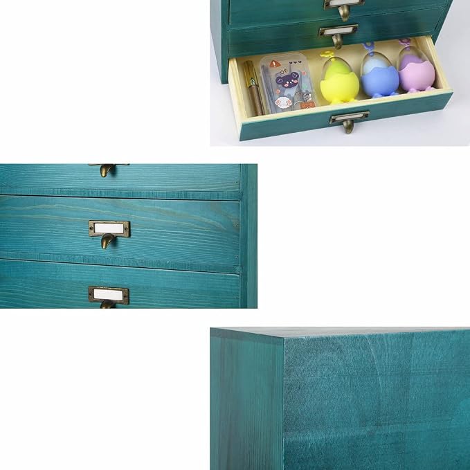 GoooodGIFT Small Wooden Drawers Rustic Desk Organizers and Accessories Wooden - Image 7