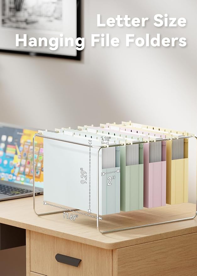 Ansook Hanging File Folders Letter Size, Plastic Hanging Folders - Image 3