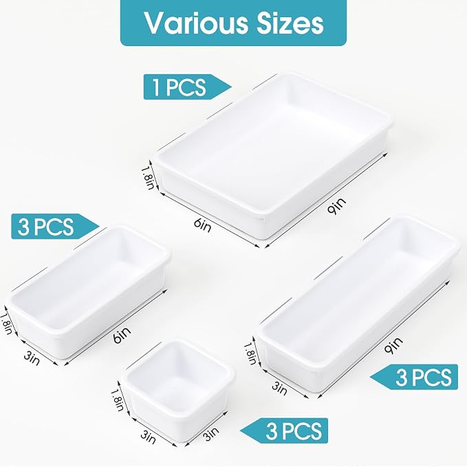 10 PCS Drawer Organizer Set, 4 Size Makeup Drawer Divider Organizer - Image 2