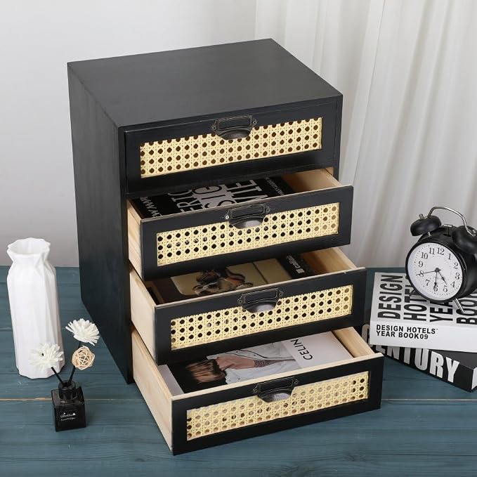 GoooodGIFT Large Wooden Drawer BoHo Desk Organizers Wooden Storage Dox - Image 5