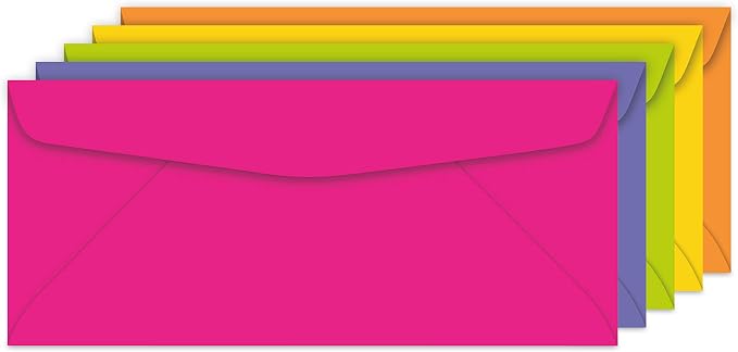 Astrobrights Color 10 Envelopes, 4.125" x 9.5", 24 Lb/89 Gsm, "Happy" 5-Color - Image 2