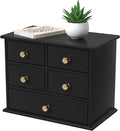 Oak Desk Organizer with Drawers, Durable Wooden Desktop Storage Box with Metal by JNFUZ