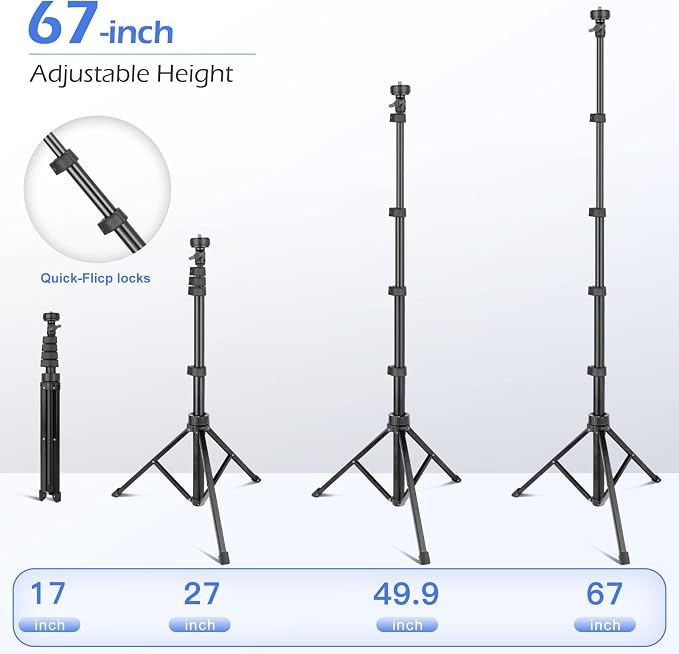 Sensyne 67" Phone-Tripod, Extendable Cell Phone Tripod Stand & Selfie Stick - Image 4