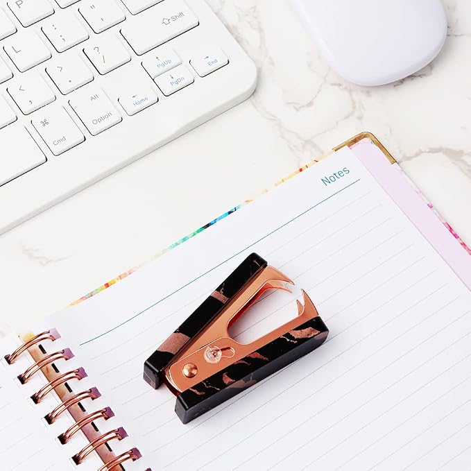 1PC Marble Black Rose Gold Staples Remover Acrylic Luxury Rose Gold Metal Body - Image 4