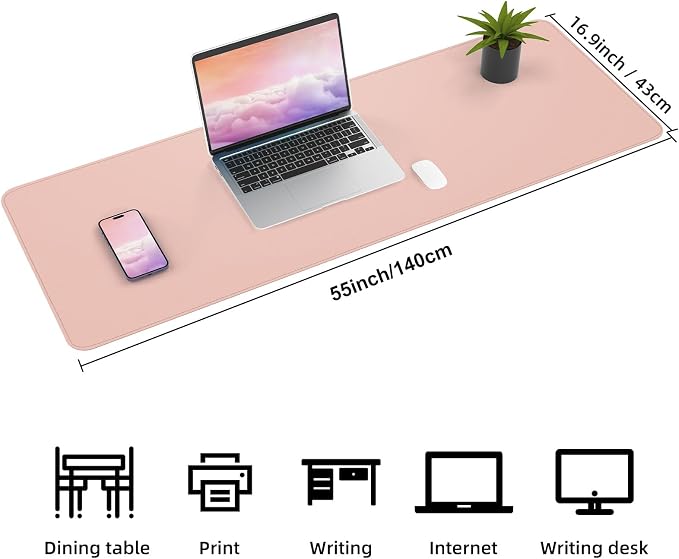 AFIING Cork Desk Mat 55" x 17", Dual-Sided Natural Cork & PU Leather Desk Pad - Image 2
