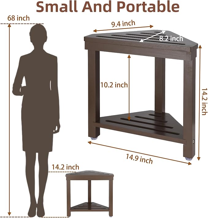 Boulphia Shower Foot Rest 14in, Acacia Wood Shower Stool - Image 3