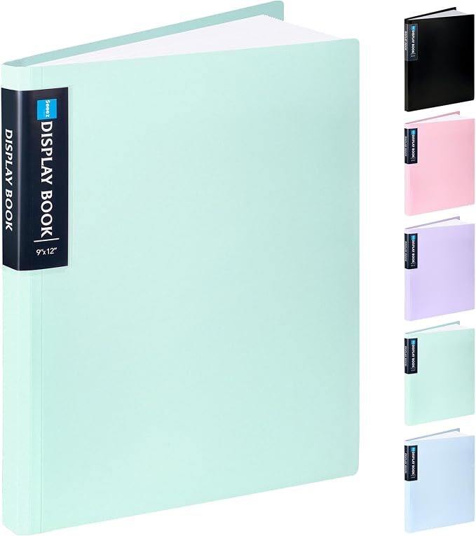 Sooez Art Portfolio 9"x12", 40 Pockets Large Folder Display 80 Pages, Heavy Duty by Sooez