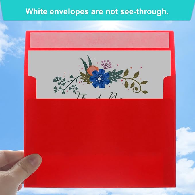 70 Packs of Invitation Envelopes, A2 Envelopes Red Postcard - Image 4