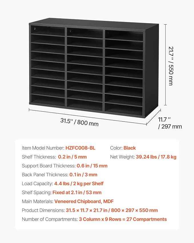 VEVOR Literature Organizer, 27 Compartments Office Mailbox - Image 3