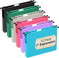 Plastic Hanging File Folders 1 Inch Expansion Letter Size, 12 Pack Reinforced by NORDUN