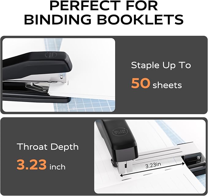 Marsrock Desktop Stapler, Swing-Arm Swivel Stapler, 50 Sheet Capacity, 2000 - Image 4