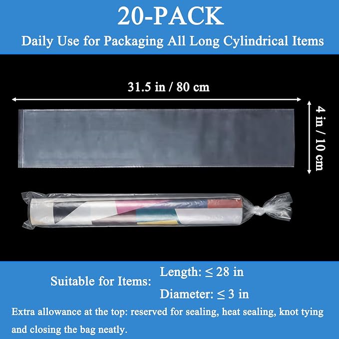 20PCS 4" x 30" Extra Long Clear Plastic Sleeves - Image 2