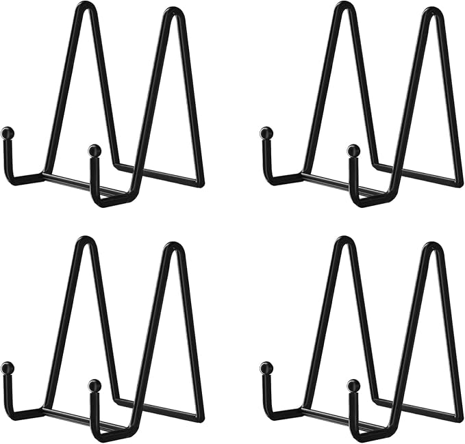 Decolore 4 Pack 4.5 Inch Black Display Stands Metal Plate Holder Display Stands by Decolore