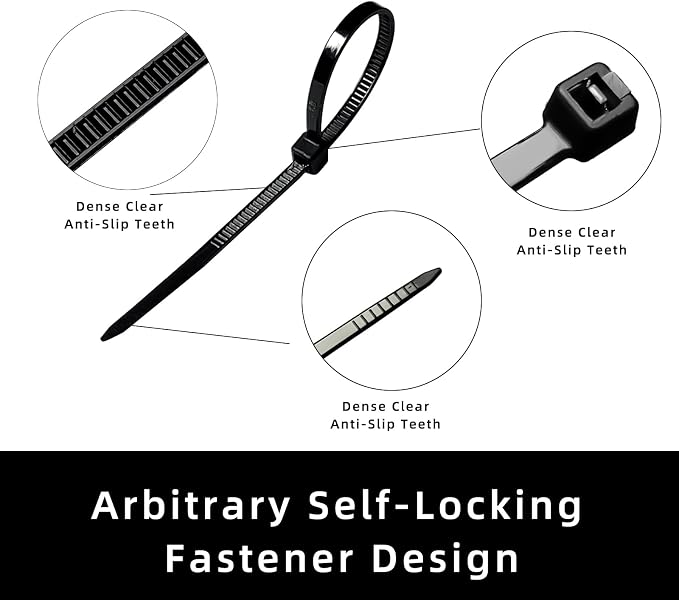 Zip Ties 12 inch, 1000 Pack Black Zip Ties, Self-Locking Nylon Cable Ties - Image 3