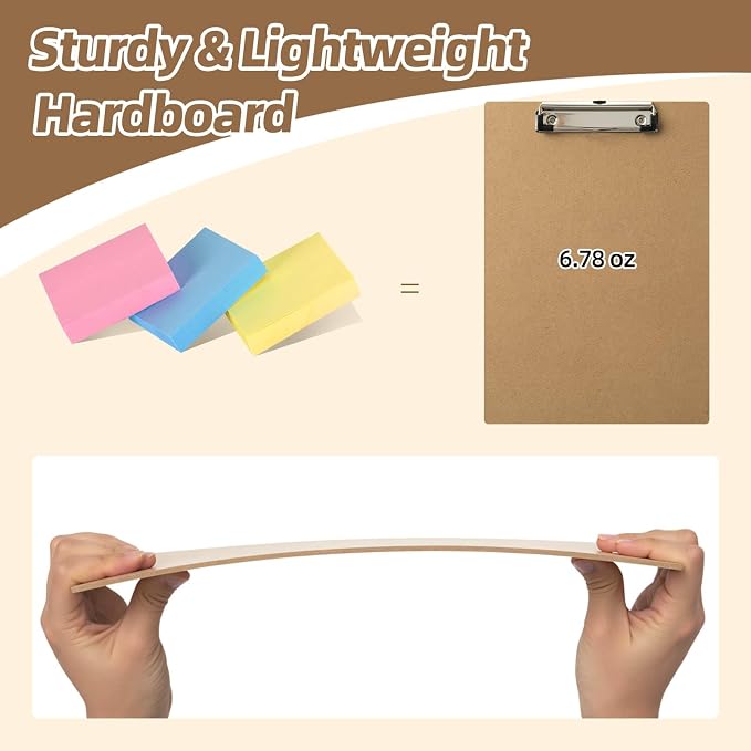 HappyHapi 16 Pack Clipboard 8.5 x 11 Letter Size Clip Boards Bulk, A4 Wooden - Image 4
