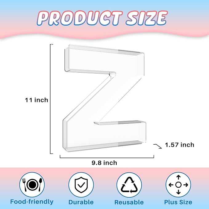 11" Acrylic Letter Charcuterie Box, Reusable Fillable Alphabet Number Shaped - Image 3