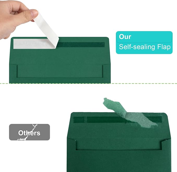70 Packs of Invitation Envelopes, A2 Dark Green Postcard Envelopes - Image 3