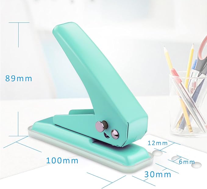 Single Hole Puncher, 1/4" Hole, 20 Sheet Capacity, 1 Pack | Metal Paper Punch - Image 2