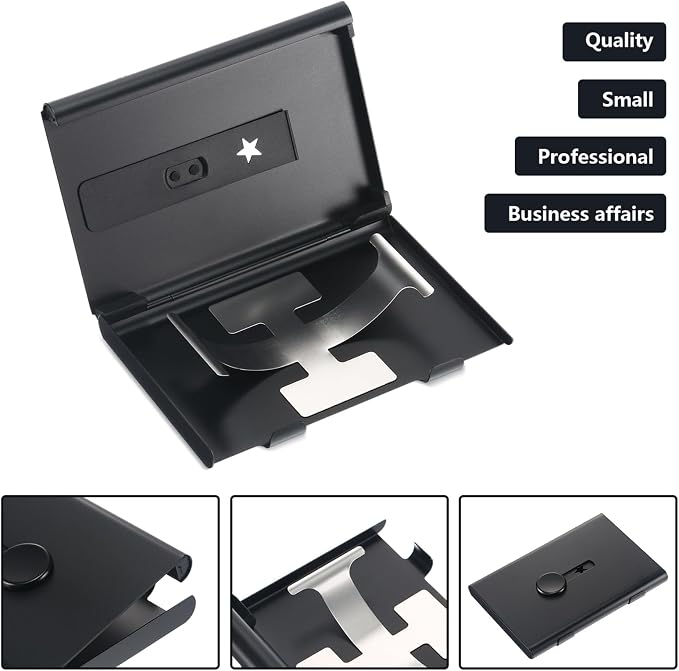 Tatuo 2 Pcs Black Business Card Holder Thumb Drive Stainless Steel Business - Image 3
