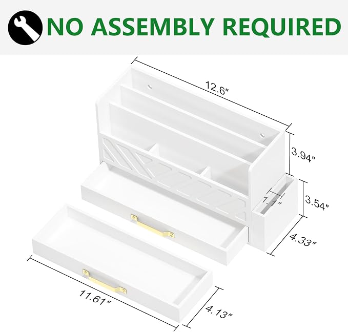 WISUCART Bamboo Desk Organizer Mail Holder Countertop Wood Desk Drawer Tabletop - Image 6