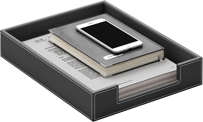 Leather Letter Tray, THIPOTEN Elegant Desk Organizer - Image 2