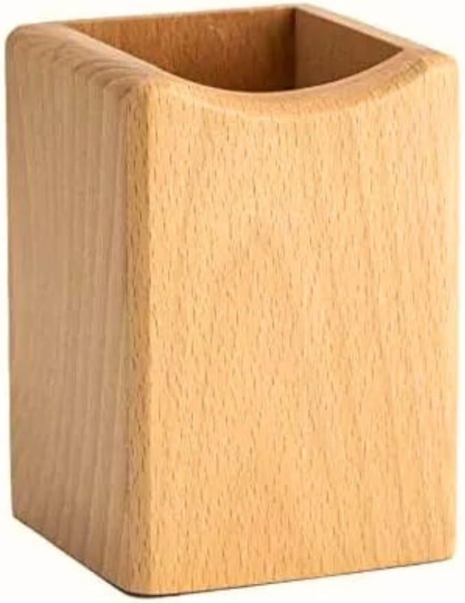 Wooden Pen Holder for Desk, 2 Pack Natural Wood Pencil Cup Holder – Office Desk - Image 5