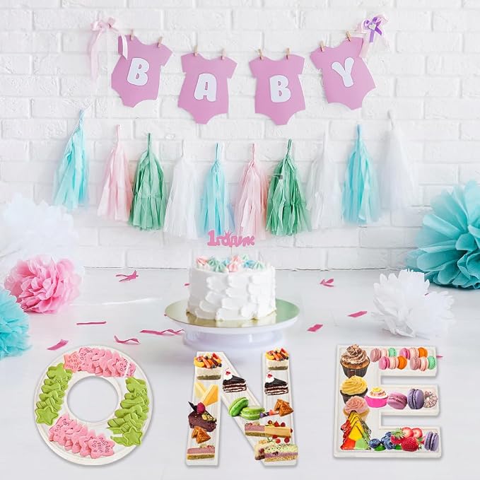 3pcs The Letters ONE Wooden Charcuterie Board, 12 Inch Larger 1st Birthday Food - Image 5
