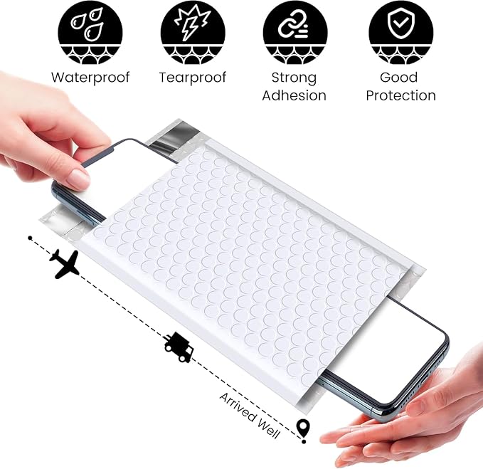 Fuxury Bubble Mailers 4x8" White Padded Envelopes 19200 Pack Bulk Strong - Image 3