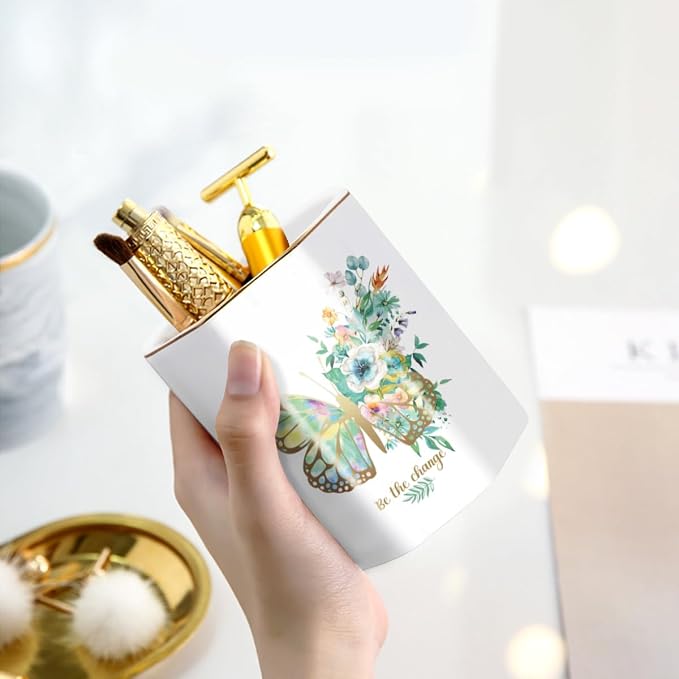 Pencil Pen Holder for Desk, Ceramic Cute Makeup Brush Holder, Desktop Supplies - Image 3