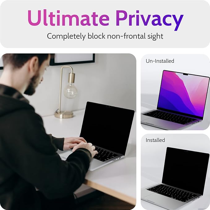 Peslv Magnetic Privacy Screen for MacBook Pro 14 Inch, Removable Matte Blue - Image 2