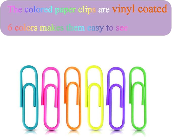 Coideal Colored Small Paper Clips Vinyl Coated, 200 Pack 28mm Assorted Color - Image 5