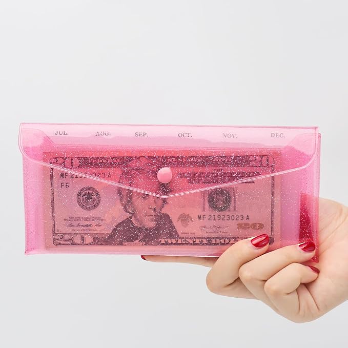 Cash Envelope Wallet Budgeting System PVC Multi-Purpose Pink Cash Stuffing - Image 2