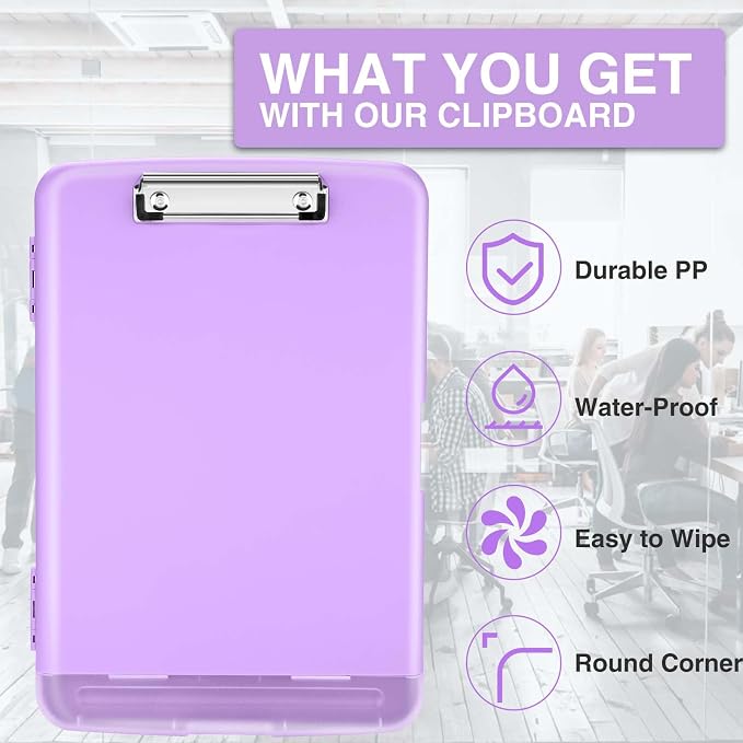 Sooez Clipboard with Storage, Clip Board 8.5 x 11 with Pen Holder, Plastic - Image 4