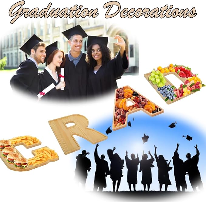 MRPAPA Grad Wooden Charcuterie Boards 4PCS Letter 12Inch Grad Serving Tray 2025 - Image 4