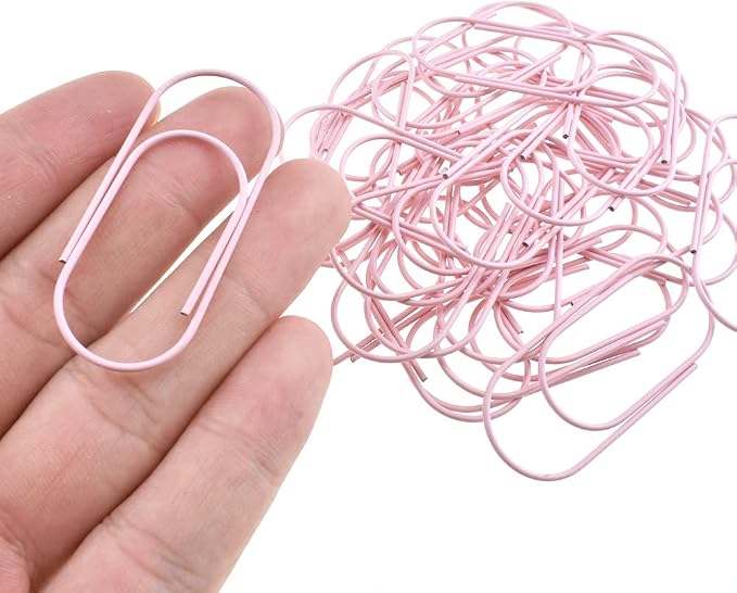 HAHIYO Paper Clips 2 inches Length Pink Wide Paperclips Vinyl Coated Prevent by HAHIYO