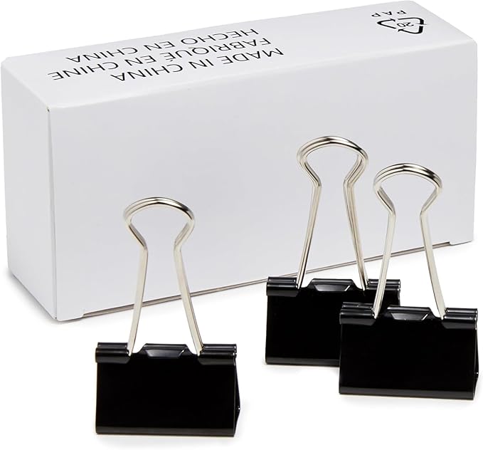 Amazon Basics Sturdy Binder Clips, Office Supplies, Medium 1.25 in, Document by AmazonBasics