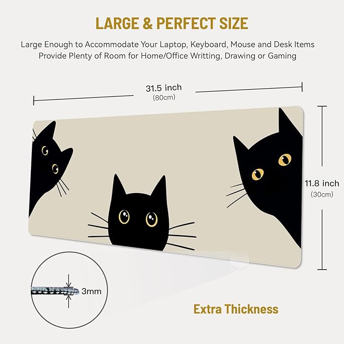Mousepad Desk Mat Gaming Large Keyboard Cute Office Desktop Computer Laptop Cat - Image 2