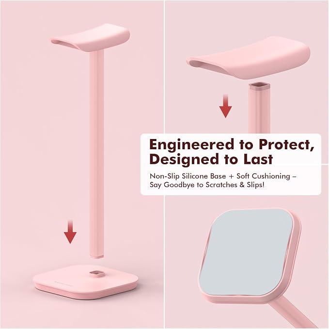 Headphone Stand, Desktop Headset Holder Desk Earphone Stand Aluminum Headset - Image 5