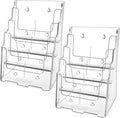 MaxGear 4 Tier Brochure Holder, 8.5 x 11, Removable Divider, 2 Pack | Clear by MaxGear