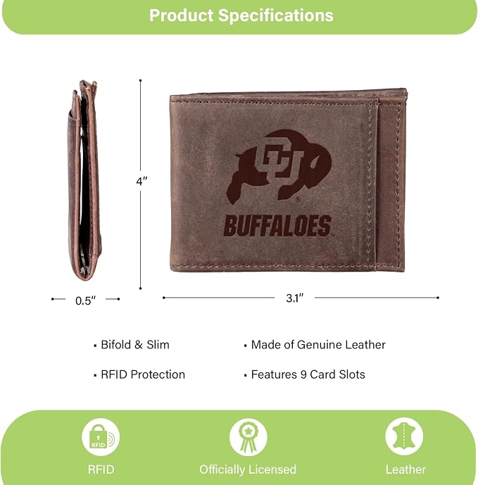 Team Sports America NCAA University of Colorado Front Pocket Slim Wallet - Image 4