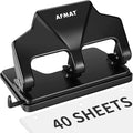 AFMAT 3 Hole Punch Heavy Duty, 40-Sheet Three Hole Punch, 50% Reduced Effort by AFMAT