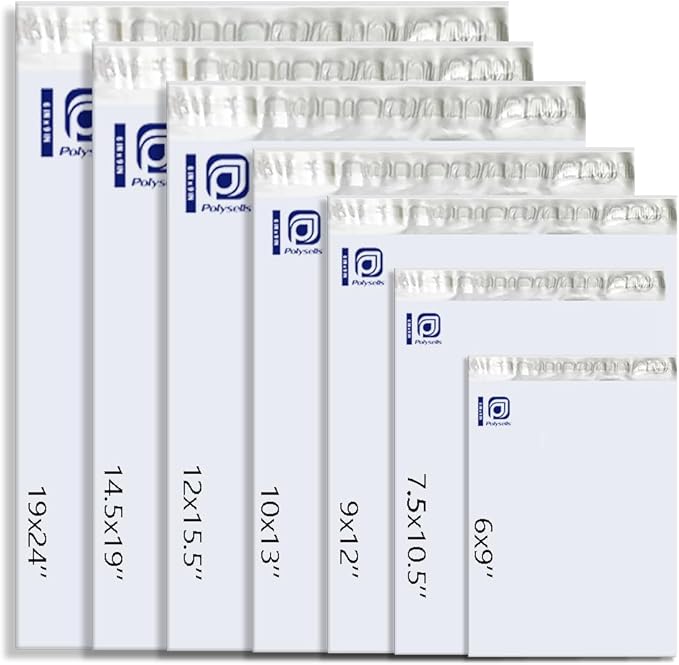 POLYSELLS 100 pcs 14.5x19 Inches White x Silver Poly Mailers Shipping Envelopes - Image 2