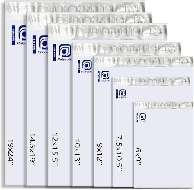 POLYSELLS 100 pcs 6x9 Inches White x Silver Poly Mailers Shipping Envelopes - Image 2