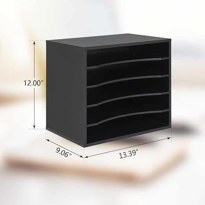 EMERIT 4-Tier Adjustable Paper Organizer, Large Capacity Book Shelf - Image 4
