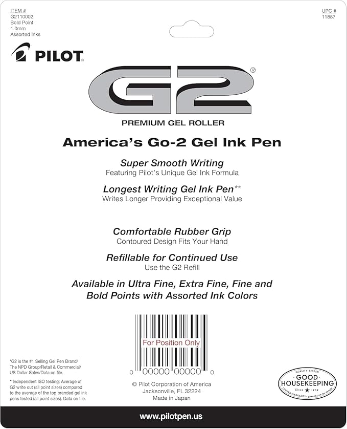 PILOT G2 Premium Retractable Gel-Ink Rolling Ball Pens, Bold Point, 1.0 Gel Pens - Image 2