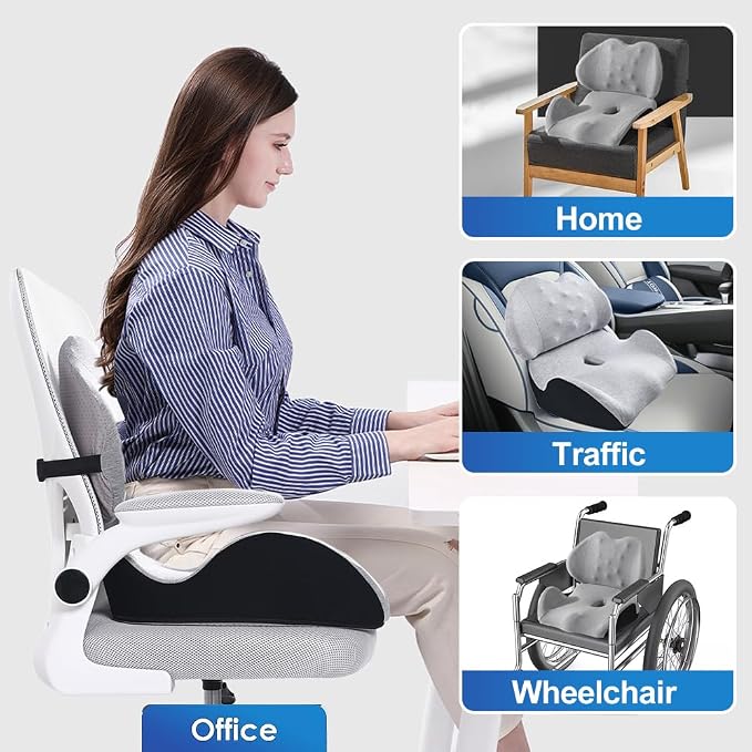 X Large Memory Foam Seat Cushion Lumbar Support Pillow - Image 7