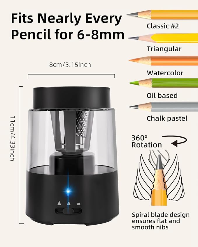 ZMOL Electric Pencil Sharpener, Automatic Pencil Sharpeners Students, Battery - Image 3