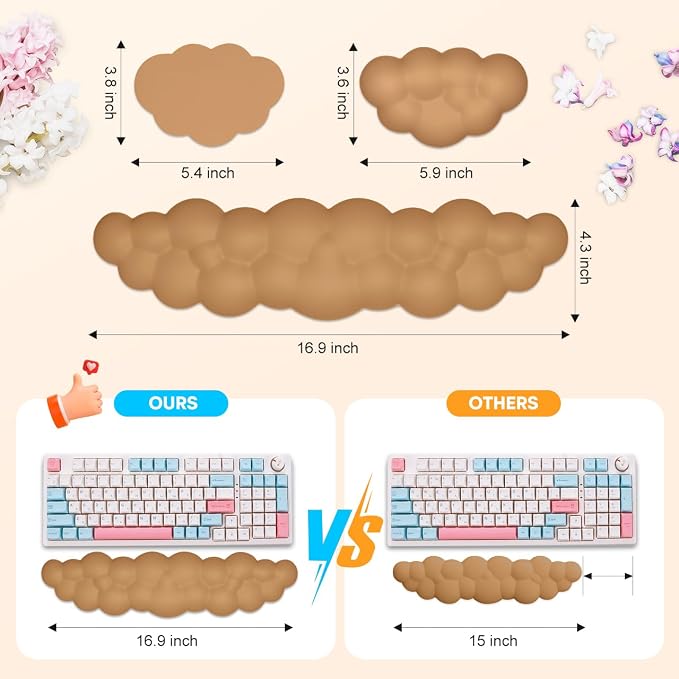 JIKIOU Upgrade Leather Cloud Keyboard Wrist Rest, Cloud Wrist Rest - Image 2