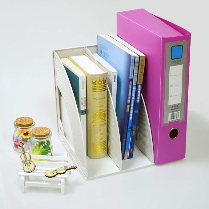 SAYEEC Magazine File Holders 3 Compartment Binder Stand Gray Magazine Storage - Image 7