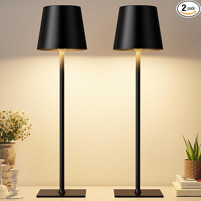 Kakanuo Black Cordless Rechargeable Table Lamp, 2 Pack Portable Desk Lamp by KakanuoLightings